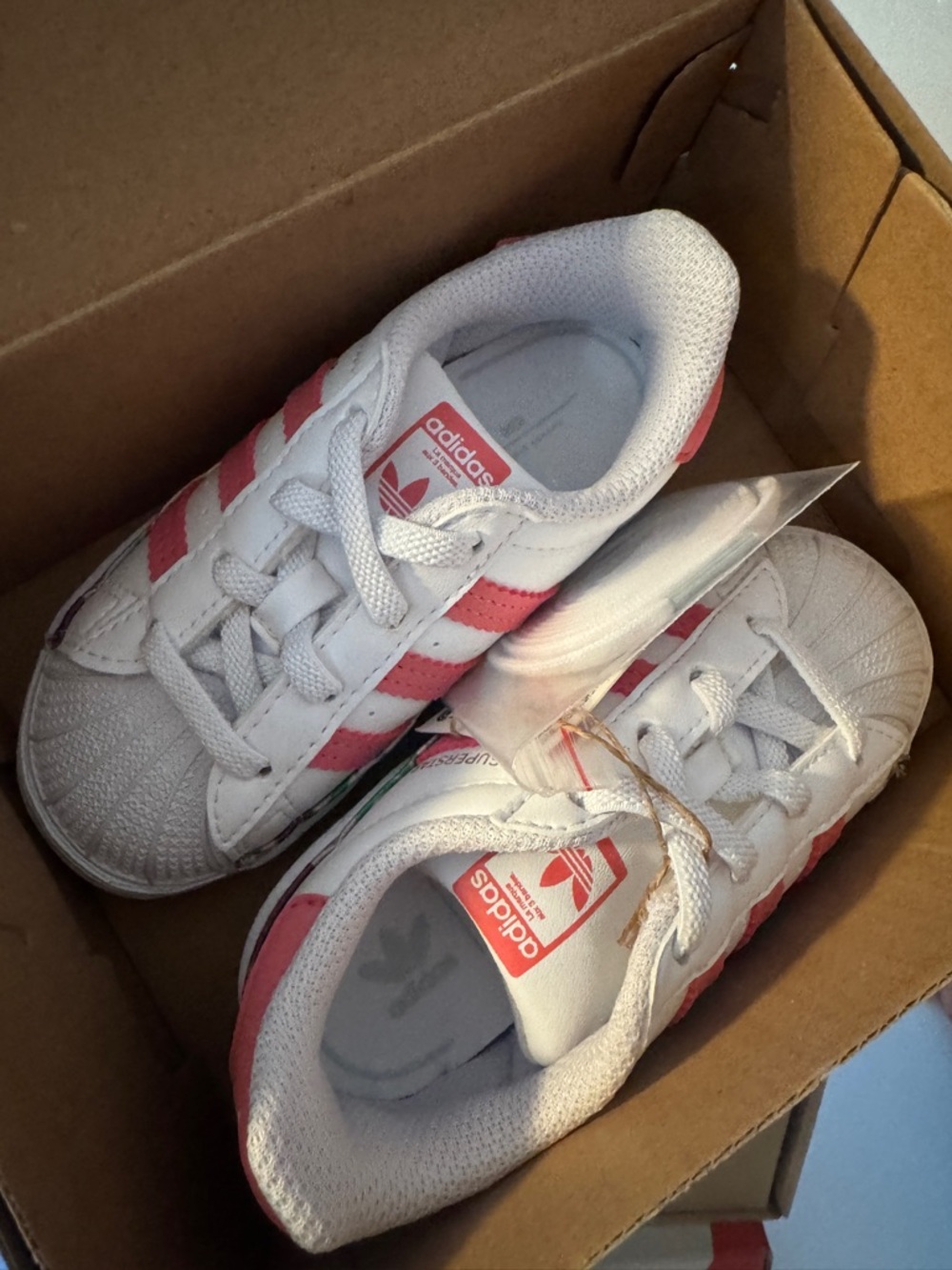 adidas Kids White & Pink Three-Stripes Shell-Toe Sneakers